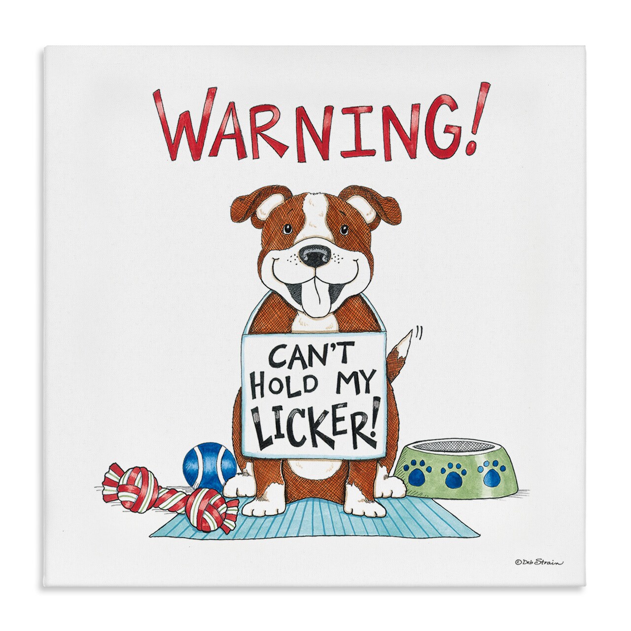 Stupell Industries Funny Can't Hold Licker Dog Canvas Wall Art Design by Deb Strain